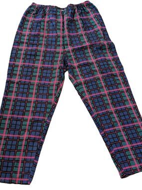 VTG Cozee Corner Plaid Sleep Pants XL Red Green Blue 100% Cotton Christmas Baggy